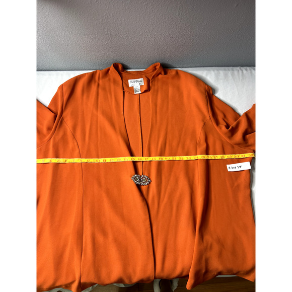 Tally Taylor Womens Cardigan Duster 32W Flow Rust Rhinestone Clasp Mature Career - Picture 5 of 10